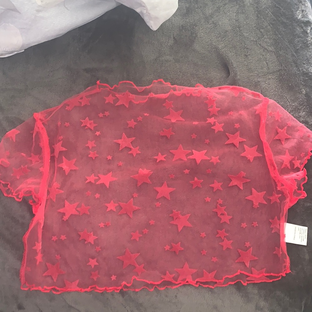 Red see through crop top